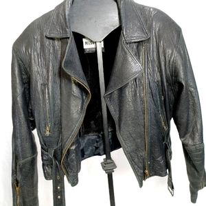 Missani Le Collection Black Leather Lambskin Bomber Jacket Size XL